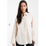 ASOS DESIGN oversized deep cuff shirt in stone