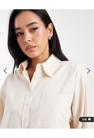 ASOS DESIGN oversized deep cuff shirt in stone