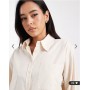 ASOS DESIGN oversized deep cuff shirt in stone