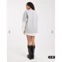 ASOS DESIGN T-shirt mini dress with oversized shirt under layer in white and grey