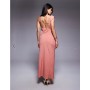 ASOS DESIGN one shoulder midi dress with back trim detail in pink