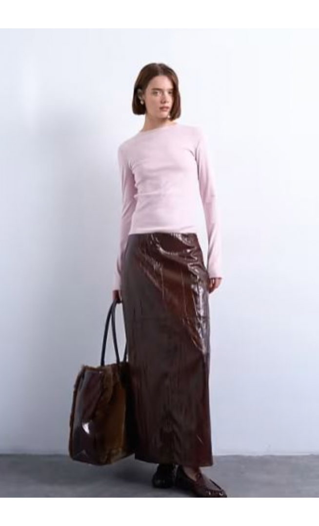 Topshop long sleeve everyday tee in light pink