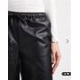 Vero Moda Tall tie waist wide leg faux leather trouser in black