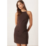 ASOS DESIGN bengaline strappy halter bodysuit in chocolate