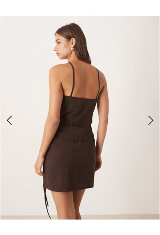 ASOS DESIGN bengaline strappy halter bodysuit in chocolate