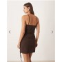 ASOS DESIGN bengaline strappy halter bodysuit in chocolate