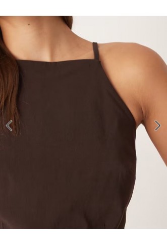 ASOS DESIGN bengaline strappy halter bodysuit in chocolate