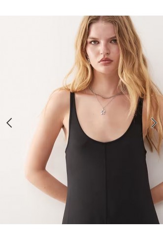 Monki strappy floaty maxi dress in black