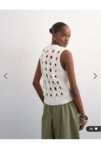 Topshop knitted 3D tank in ivory