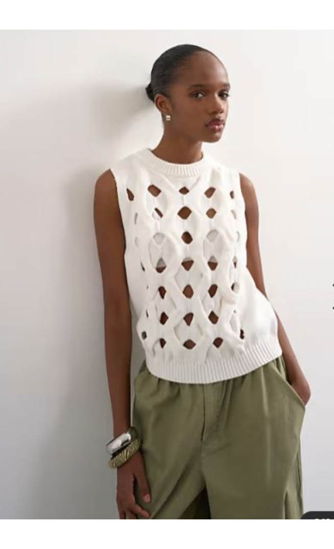 Topshop knitted 3D tank in ivory