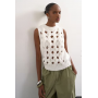 Topshop knitted 3D tank in ivory