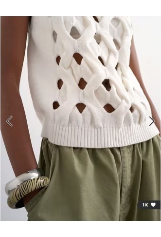 Topshop knitted 3D tank in ivory