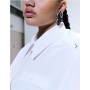 ASOS Curve tie back shoulder pad shirt in white