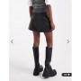 ASOS DESIGN faux leather button detail wrap skort in black
