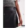ASOS DESIGN faux leather button detail wrap skort in black