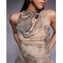 ASOS DESIGN cowl hardware mesh maxi dress in mixed animal print