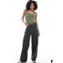 New Look square neck bodysuit in khaki