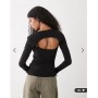 Weekday bolero detail long sleeve top in black
