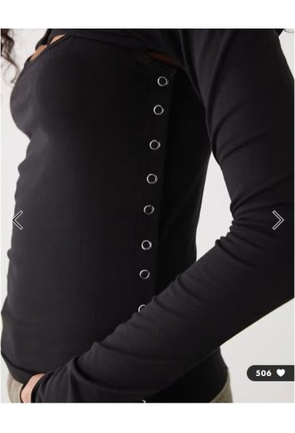 Weekday bolero detail long sleeve top in black