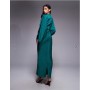 ASOS DESIGN wrap front batwing satin bias maxi dress in green