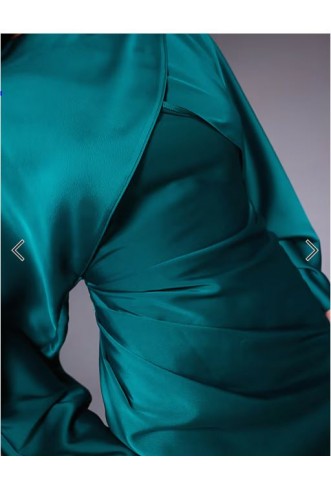 ASOS DESIGN wrap front batwing satin bias maxi dress in green