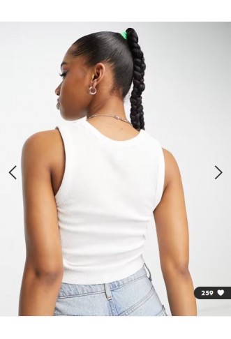 COLLUSION waffle vest top in white