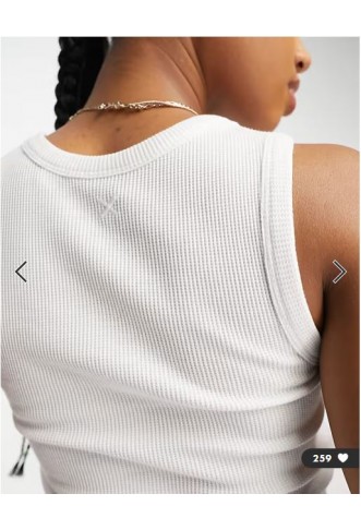 COLLUSION waffle vest top in white