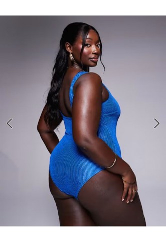 South Beach Curve crinkle swimsuit in blue