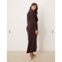 ASOS DESIGN Curve wrap shirt midi dress with seaming details in chocolate