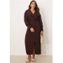 ASOS DESIGN Curve wrap shirt midi dress with seaming details in chocolate