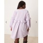 ASOS DESIGN Curve - Aangerimpelde mini jurk van corduroy met ruches in lila