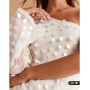 ASOS DESIGN one sleeve pearl sequin crochet mini dress in cream