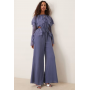 ASOS DESIGN exaggerated ruffle sleeve jumpsuit with cut out waist in blue