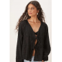 ASOS DESIGN Textured Plunge Tie Detail Blouse-black