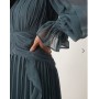 ASOS DESIGN high neck ruched belt detail maxi dress in dark slate