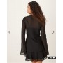ASOS DESIGN ruched bust scoop long sleeve mini dress in black