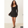 ASOS DESIGN ruched bust scoop long sleeve mini dress in black