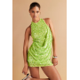 ASOS DESIGN embellished sequin draped front mini dress with high neck and open back in neon green