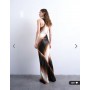 Topshop racer neck satin bias maxi dress in ombre stripe