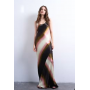 Topshop racer neck satin bias maxi dress in ombre stripe