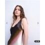 Topshop racer neck satin bias maxi dress in ombre stripe
