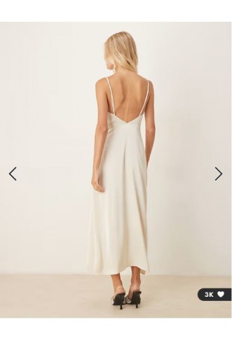 Vila satin cowl neck cami maxi dress in cream
