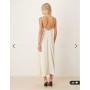 Vila satin cowl neck cami maxi dress in cream