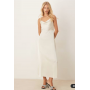 Vila satin cowl neck cami maxi dress in cream