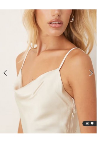 Vila satin cowl neck cami maxi dress in cream
