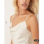 Vila satin cowl neck cami maxi dress in cream