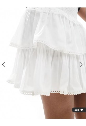 ASOS DESIGN lace trim rara mini skirt in white