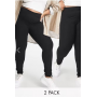 ASOS DESIGN Curve 2 pack leggings in black