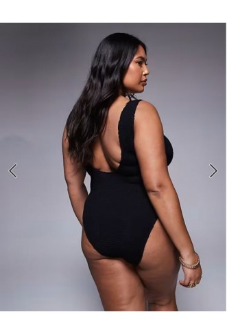 Moda Minx Curve scrunch swimsuit in black