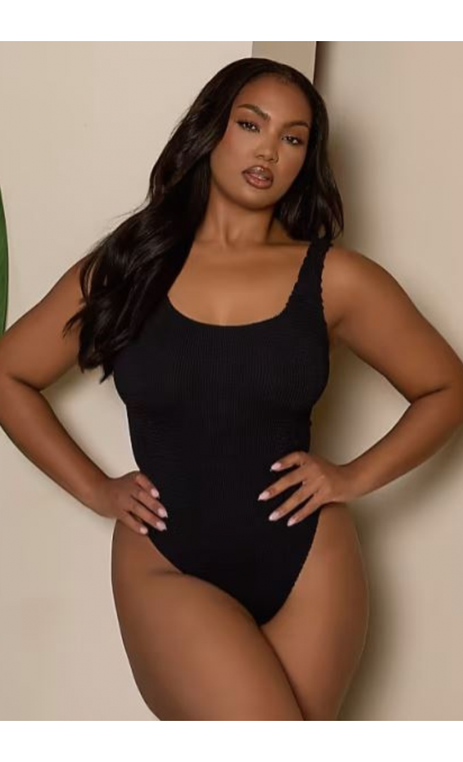 Moda Minx Curve scrunch swimsuit in black